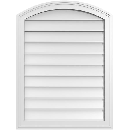Ekena Millwork Arch Top Surface Mount PVC Gable Vent: Functional, w/ 2"W x 1-1/2"P Brickmould Frame, 24"W x 32"H GVPAR24X3202SF